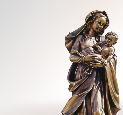 Heilige Maria mit dem Jesuskind Grabfigur Heilige Madonna aus Bronze