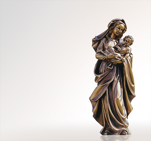 Heilige Maria mit dem Jesuskind Grabfigur Heilige Madonna aus Bronze