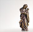 Madonna Skulpturen Heilige Maria mit dem Jesuskind: Grabfigur Heilige Madonna aus Bronze
