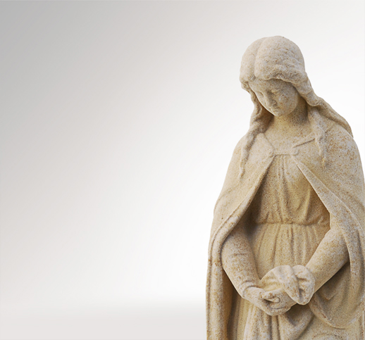 Maria in Demut Madonna Skulptur aus Stein