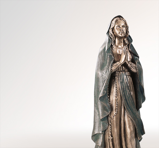 Madonna die Betende Madonnenfigur aus Bronze für einen Grabstein