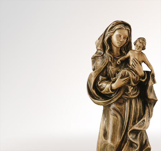 Mutter des Schöpfers Heilige Marienfigur mit Kind aus Bronze