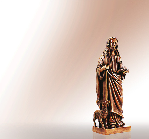 Guter Hirte Jesusfigur aus Bronze