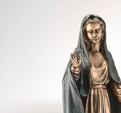 Heilige Jungfrau Mariafigur aus Bronze als Grabfigur